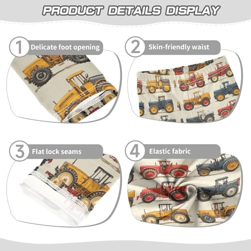 Vintage Tractors Girls Leggings Kids Yoga Pants Dance Active Tights 4T3