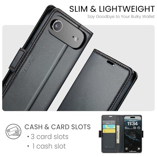 Tenifly for iPhone 17 Air Case Wallet with RFID Blocking Card Holder, PU Leather Kickstand Protective Flip Phone Cover Fit for iPhone 17 Air 6.5" Black by Tenifly - Used condition - Image 2