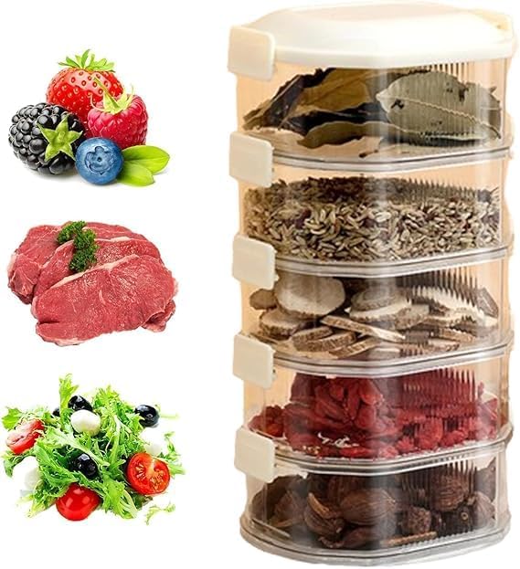 Image of 5 Layer Multi purpose storage box | Airtight containers for condiments 5-layer Storage Box | Stackable Kitchen Condiment Jars with Lids Leak Proof And Food Fresh-keeping Box |