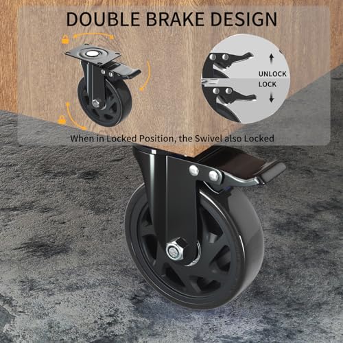 image for YUPEZOP 6 Inch Caster Wheels Heavy Duty Casters with Brake, Casters Se