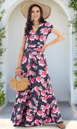 Image of KOH KOH Womens Long Modest Floor Length Flowing Summer Print Maxi Dress