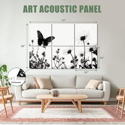 Paquete de 6 paneles acústicos decorativos absorbentes de sonido con diseño de naturaleza, 72x48 pulgadas miniatura 2