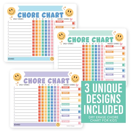 Image of Hadley Designs Magnetic Chore Chart for Kids Multiple Kids - Dry Erase Family Chore Chart for Fridge, Weekly Chores Checklist Kid, Behavior Charts for Home, Classroom Retro Chores Board in School