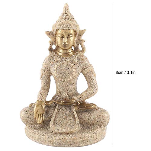 Aunmas Buddha Statue, Small Sandstone Meditating Seated Carving Figurine Craft For Home Desktop Decoration Ornament 3.1Inch(2#) #TOP1