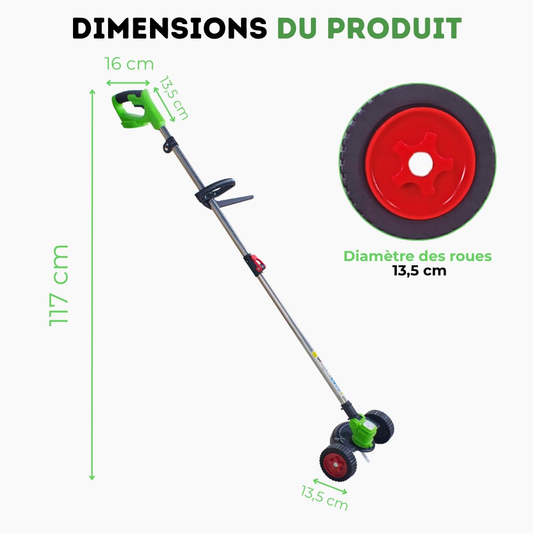 VENTEO - ROTORAZER 8en1 Tondeuse, Taille-Bordures, Coupe-Bordures sans Fil | Coupe Bordure Batterie Multifonction 3 Angles 3 Hauteurs Lames Interchangeables | Entretien Bordure Jardin Gazon