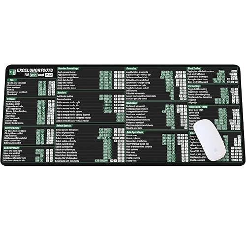 Image of Excel Shortcuts Cheat Sheet Mouse Mat KMH Office Cheatsheet Mouse Pad for Windows Ma.c, Excel Large Desk Mat, Mousepad Essential Computer Accessories for Study, Work, and Reference Purposes