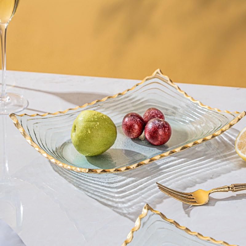 Bandejas para Fruta, Plato de Frutas secas en la Mesa Centro Sala Estar casa, Caja Almacenamiento Cristal for Platos Aperitivos(Small)