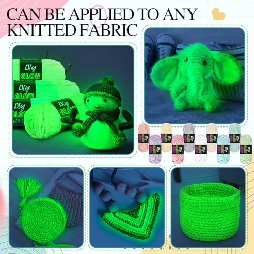 Image of Fanfanwin 10 Rolls Glow in The Dark Chenille Yarn Magic Luminous Crochet Fancy Yarn Glow Sewing Craft for DIY Arts Crafts Christmas Winter Knitting Sewing Crocheting Supplies, 76.5 Yard Per Roll