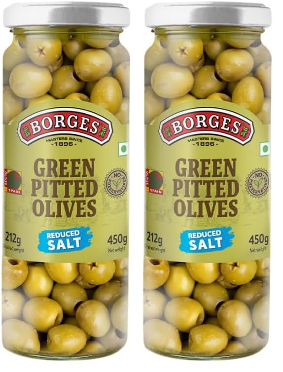 Image of Borges Green Pitted Olives, 450g (Pack of 2)