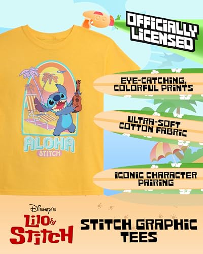 Disney Girls Shirts - Stitch & Angel Minnie Mouse Long Sleeve or Short Sleeve Graphic Tees for Girls (Sizes: 5-14)2