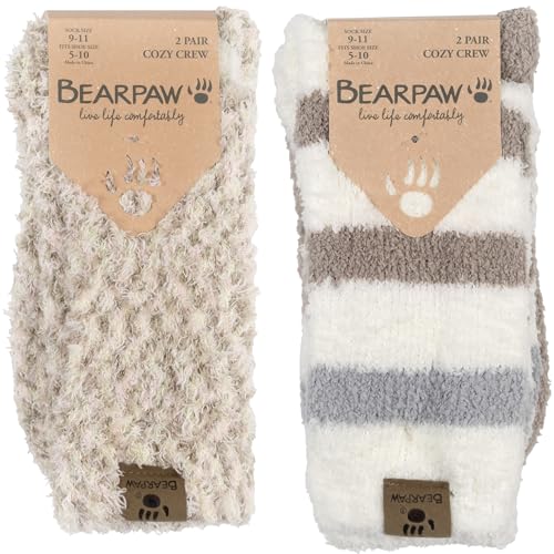 BEARPAW 4 Pair Pack Cozy Super Soft Lounge Socks Multi Pattern Crew Socks2