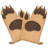 Fairly Odd Novelties FON-10278 Bear Oven Mitts Set Funny and Cute Kitchen Mittens/Potholders for Baking Christmas or Everyday Cooking Gloves, One Size Brown