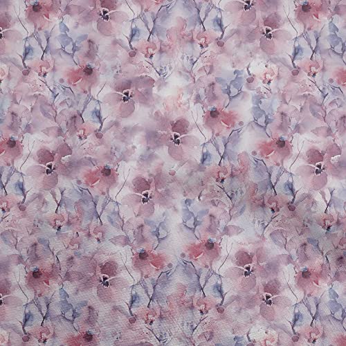 oneOone Viscose Chiffon Lavender Fabric Abstract Floral Fabric for Sewing Printed Craft Fabric By The Yard 42 Inch Wide