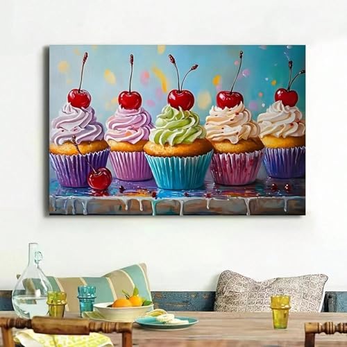 Toile cupcake avec cadre impression haute définition grand format 80 x 140 cm