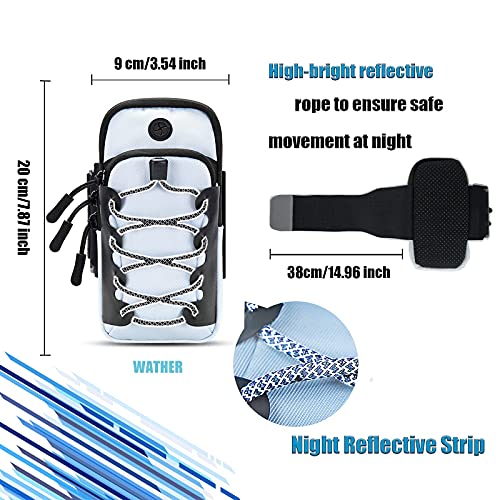 Hanzze, Phone Holder For Running，Reflective Double Pocket Multifunction Running Armband For Iphone 12 Pro Max11Xsxrx876 Plussamsung Galaxy S21S20Android Arm Bands For Cell Phone(Light Blue) #TOP2