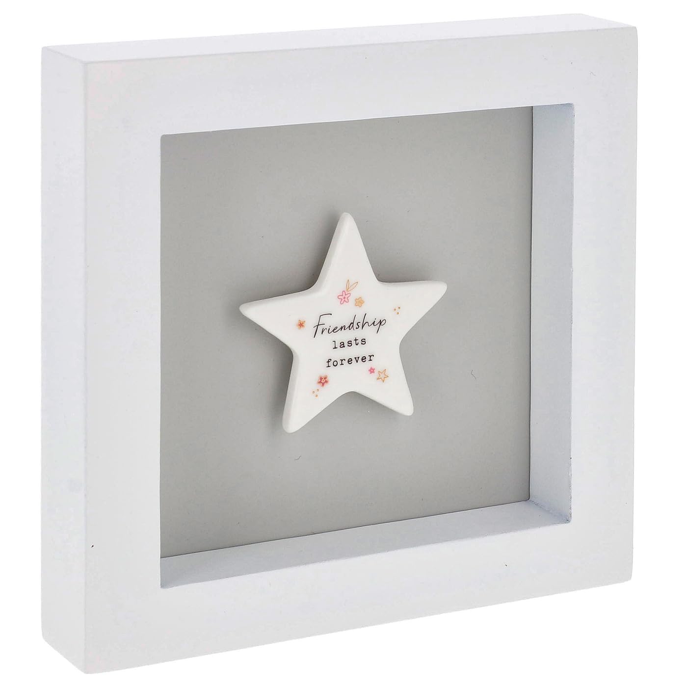 Shudehill Giftware Men's White Heartfelt Art Star Plaque In Frame Small - Sisters, Auntie, Friend, Friendship, Baby Boy, Angels (Friendship)