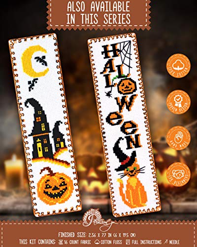 Image of Povitrulya Embroidery Kit 'No Chance in Hell' - Halloween Counted Cross Stitch Bookmark