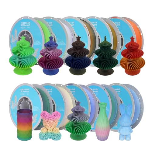 Image of Matte Rainbow PLA 3D Printer Filament, 10 Rolls,1KG Spool(2.2lbs) 1.75mm 3D Printing Multicolor Gradient Filament Bundle for Most FDM 3D Printers,10 Different Matte Rainbow Colors