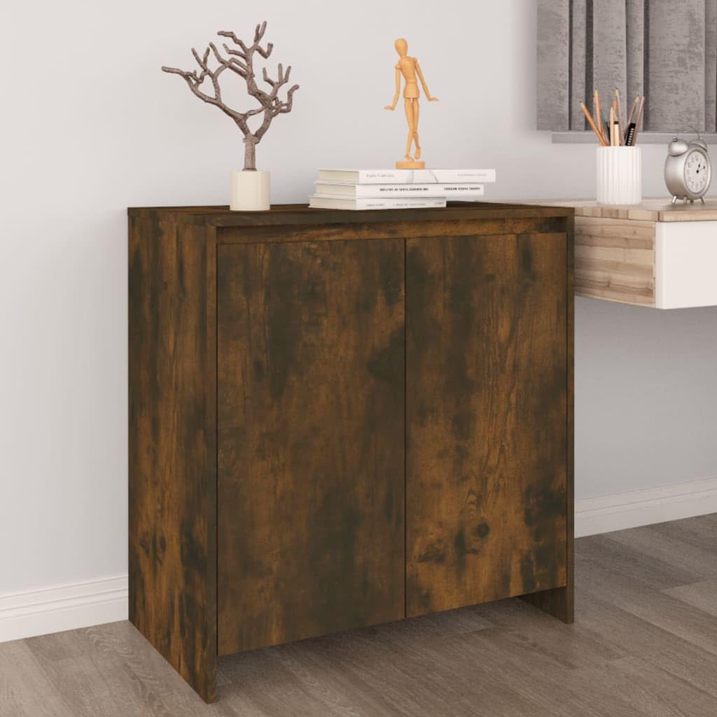 Homiuse Buffet 120x30x75cm Crédences Élégance Exquise Armoire Console Dotée De 4 Etagères Commode Meuble De Rangement Salon Vaisseliers Pour Cuisine Chêne Fumé Aggloméré Facile à Nettoyer
