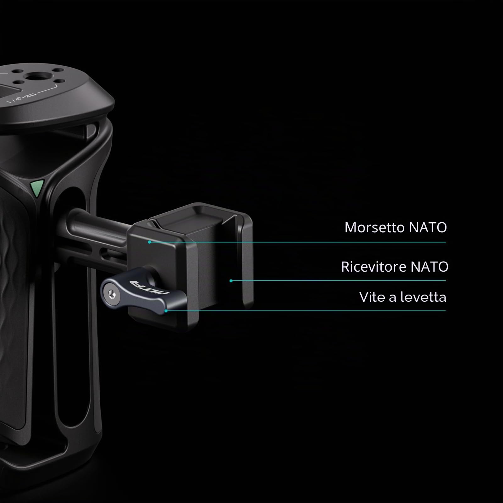 Tilta Xeno TA-XSH3-B - Maniglia laterale ergonomica con supporto NATO, per fotocamere DSLR/Mirorrless e monitor Rigs - Nero