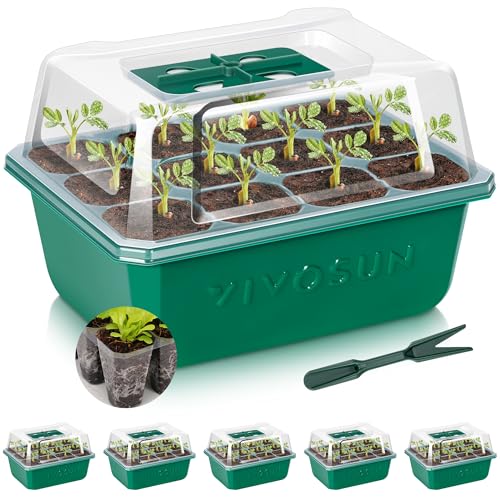 VIVOSUN 6-Pack Seed Starter Trays, 72-Cell Seed Starter Kit with Humidity Dome, Flat Reusable Plant...