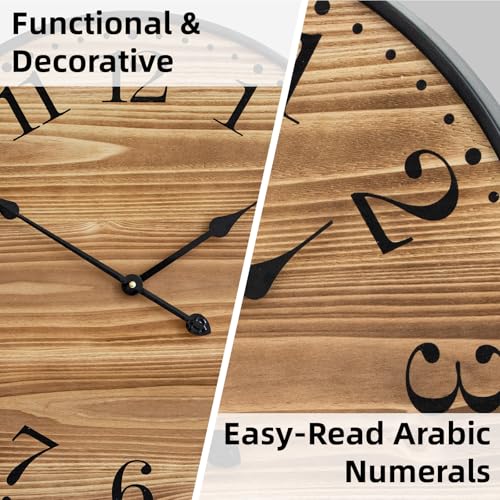 24 Dark Brown Wooden Farmhouse Clock