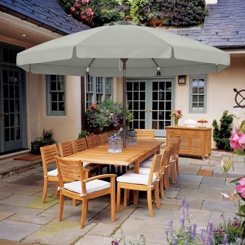 Image of ABCCANOPY 10ft Scalloped Patio Umbrella, Outdoor Table Umbrella with Tilt and Crank, Fiberglass Ribs Deck Umbrella for Patio, Pool, Garden, Picnic (Light Gray)