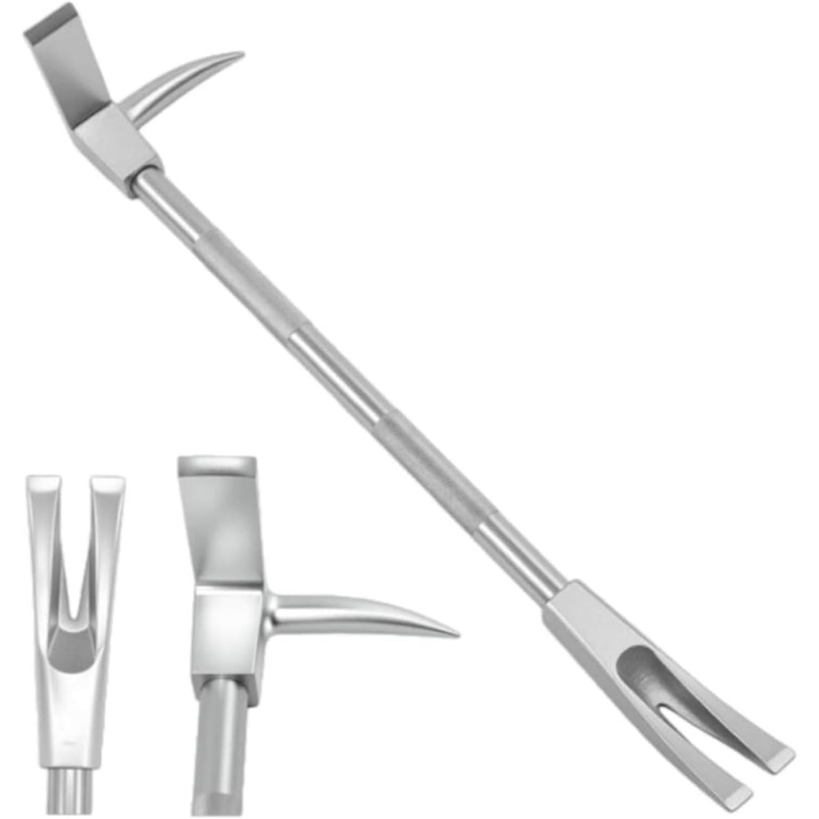 XNZJHPP Halligans Bar Tool - 24in Forged Steel Emergency Rescue Tool with Axe Heads, Spike & Fork - High-Strength Carbon Steel for Demolition & Rescue Operations (24in)