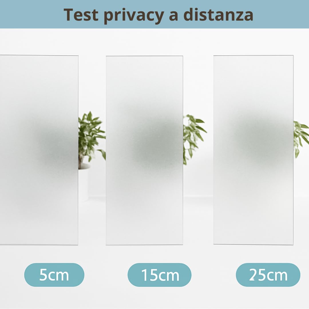 Pellicola per Vetri Finestre (60x120cm) MOLTE MISURE GRANDI Satinata Opaca Autoadesiva NO Colla Anti UV Pellicola smerigliata per vetri finestre privacy Facile Applicazione Box Doccia Statica