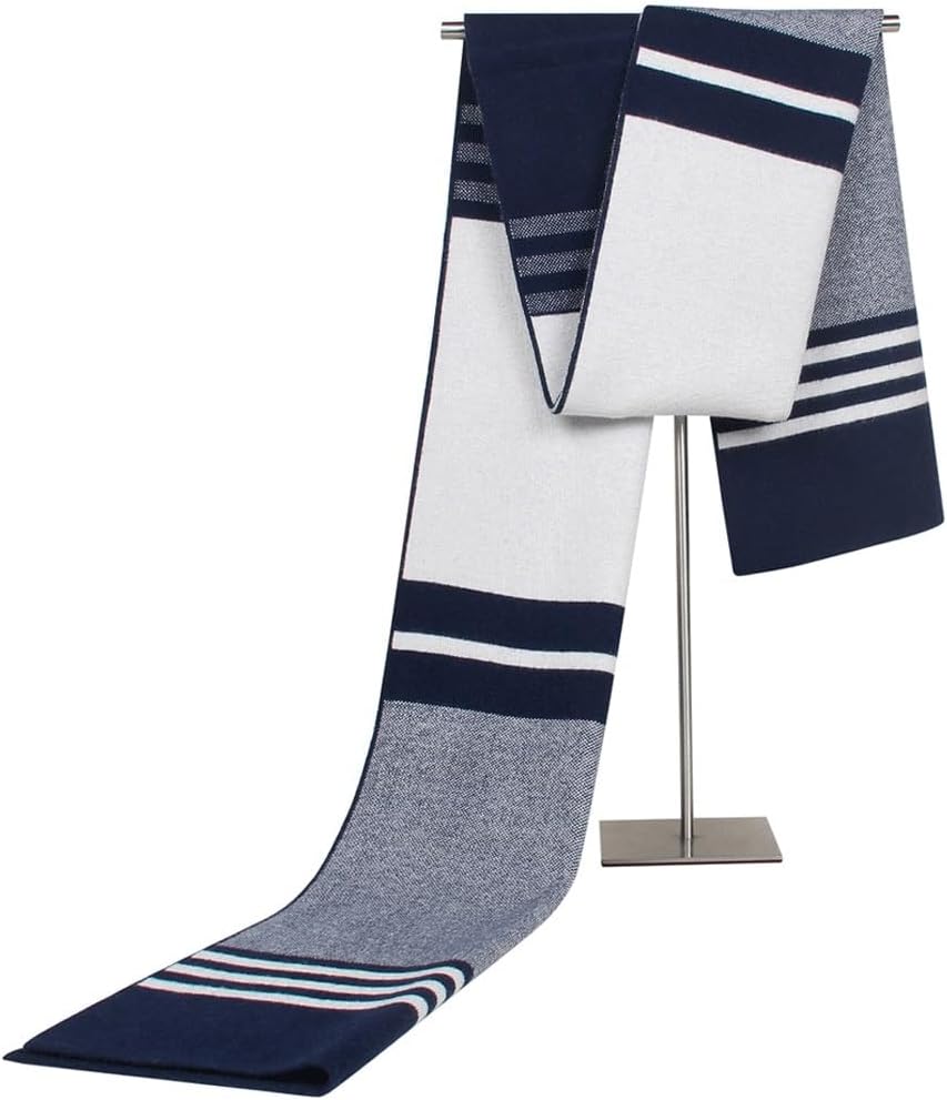 Autumn and Winter Knitted Blended Men's Scarf Business Casual Stripe Color Block Neck