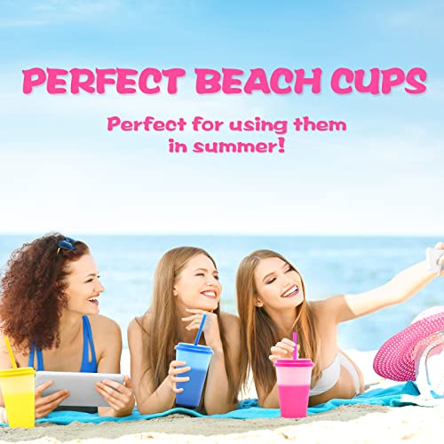 Fiekeicc Color Changing Cups With Lids And Straws,10Pcs 12Oz Plastic Cups Reusable Tumbler With Lid And Straw,Clear Ice Cold Drinking Cup For Adults Kids Women,Summer Coffee Tumblers Party Cup #TOP6