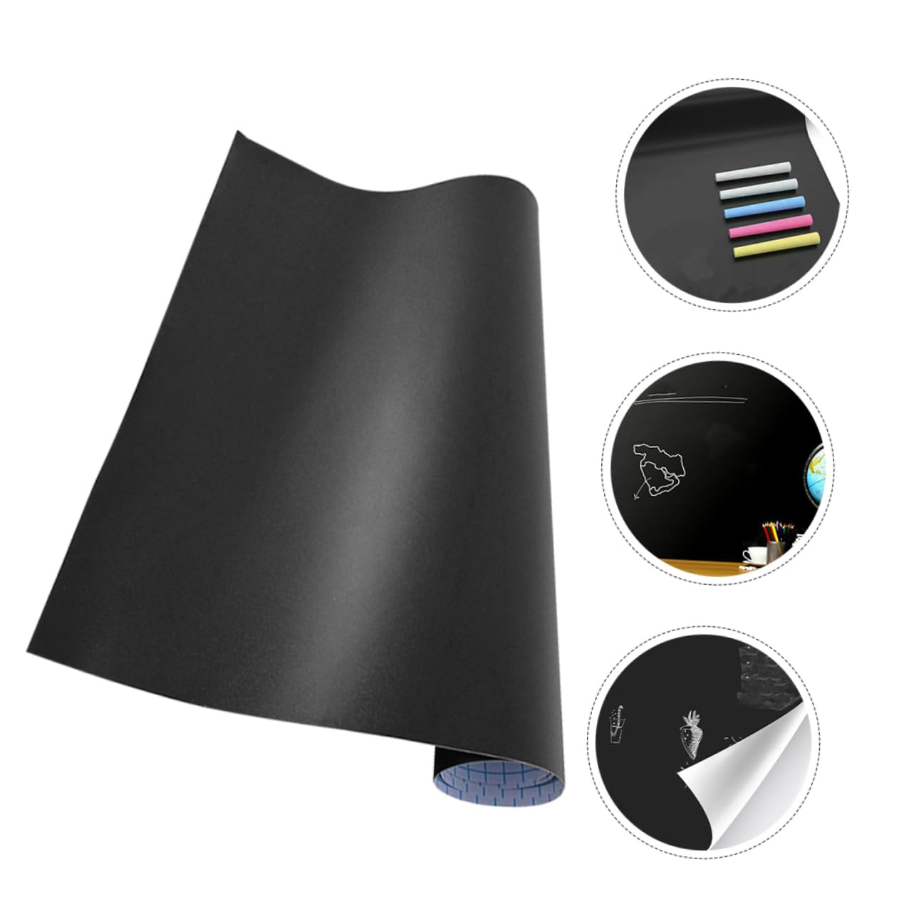 3 Stück Selbstklebende Kreidetafel Aufkleber aus Pvc Schwarz | 45 X 200cm, Abwischbar zum Schreiben und Zeichnen, für Geburtstage und Feiertage