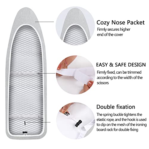 Mzxcuin 15” X 54” Padded Ironing Board Cover, Cotton Iron Cover With Padding Heat Reflective Heavy Duty Pad … (Silver Gray, 15" X 54") #TOP4
