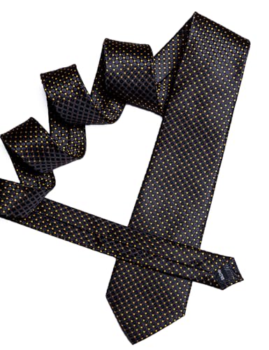 Image of YOHOWA Men Plaid /Striped Ties Set Silk Business Wedding Formal Fashion Necktie and Pocket Square Cufflinks Set