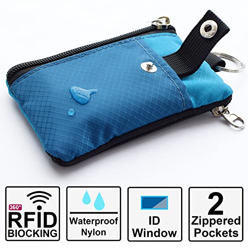 Image of CHENSPRX Minimalist RFID Blocking Small Wallet with ID Window,WaterResistant Zip Id Case Wallet with Lanyard Keychain for Cards,Cash,Travel,Women,Men