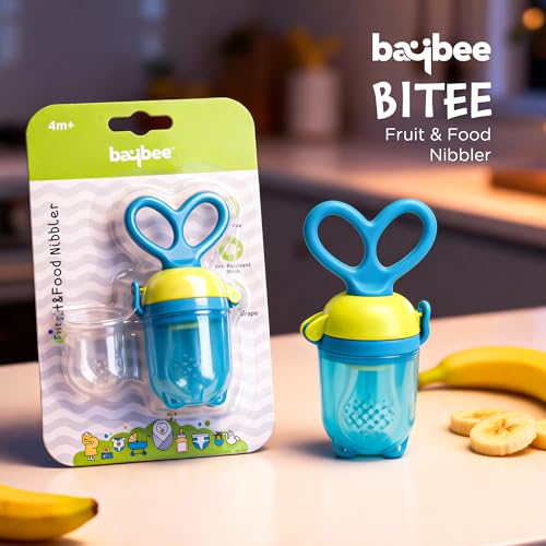 Image of Baybee Silicone Fruit Nibbler & Baby Food Feeder | Baby Teether & Pacifier for 3+ Months Toddlers | Babies Fruit & Food Veggie Teether for Infants | Hygenic & BPA Free Extra Soft Organic- Pacifier