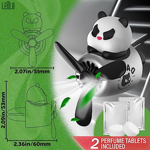 Image of Panda Cute Car Air Freshener Diffuser - Panda Aromatherapy Diffuser Car Air Fresheners Vent Clips Cute Freshener Rotating Fan