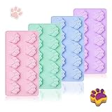 SOV silicone molds for baking, 4 pcs Non-Stick Food Grade dog paw silicone molds for dog treats,Chocolate, Candy, Jelly, cake pan, Biscuits, Oven Microwave Freezer Dishwasher Safe ice cube mold