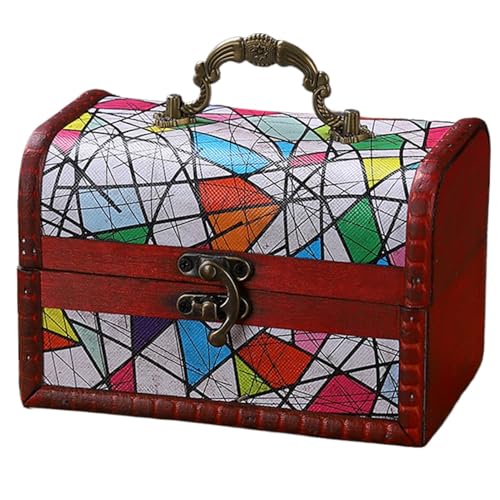 蓋付き木箱,施錠可能な塗装済みラスティックケース,ジュエリー収納箱 - 寝室・クローゼット・リビング・おもちゃ・デッキ・コレクション・キッチン・トレジャー用