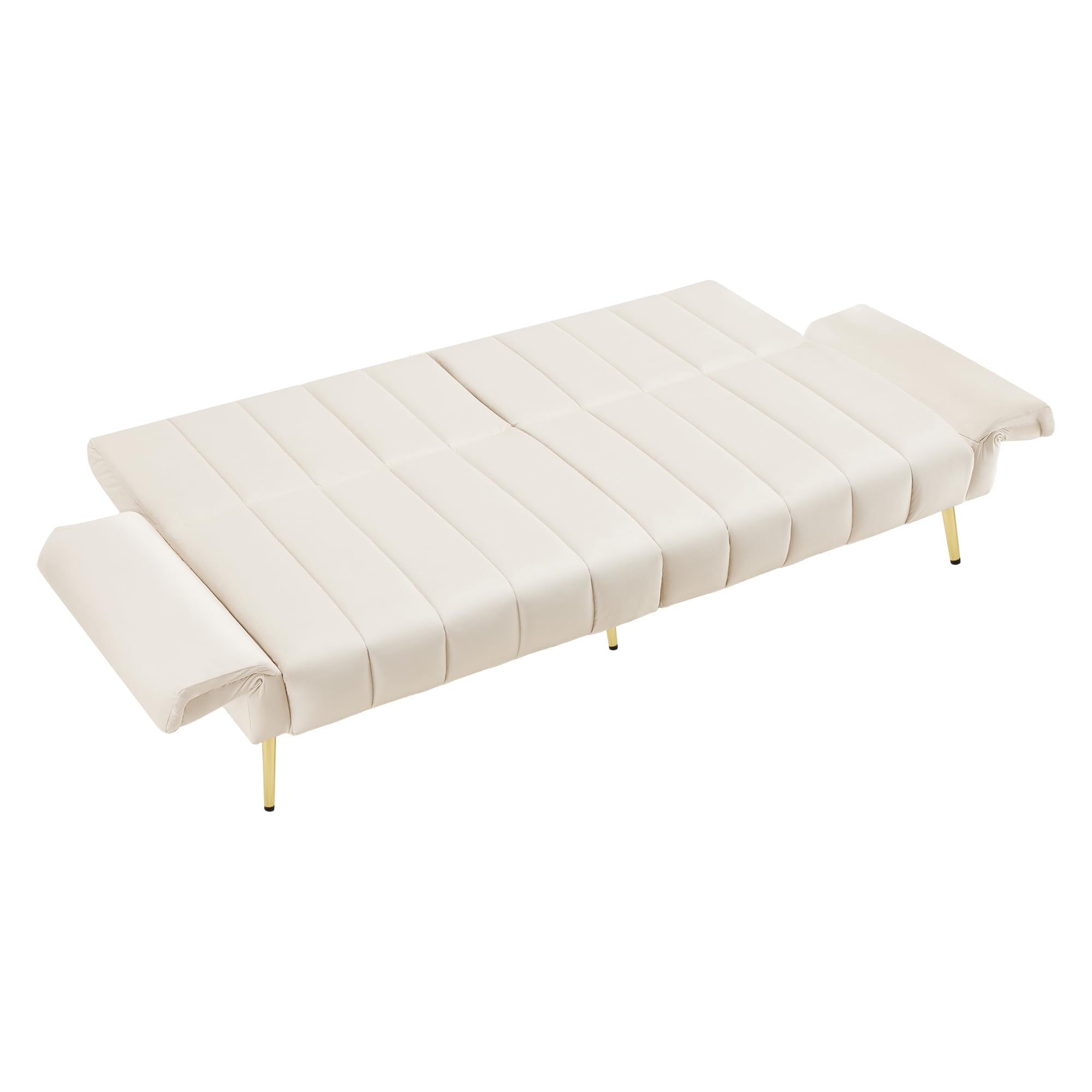 Moderno divano letto pieghevole, divano letto con piedini ausiliari, funzione sonno, tessuto in velluto, adatto per soggiorno, camera da letto, home cinema, camera degli ospiti (beige)