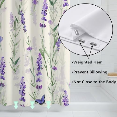 Rideau de douche lavande 140x190cm en polyester imperméable - 6