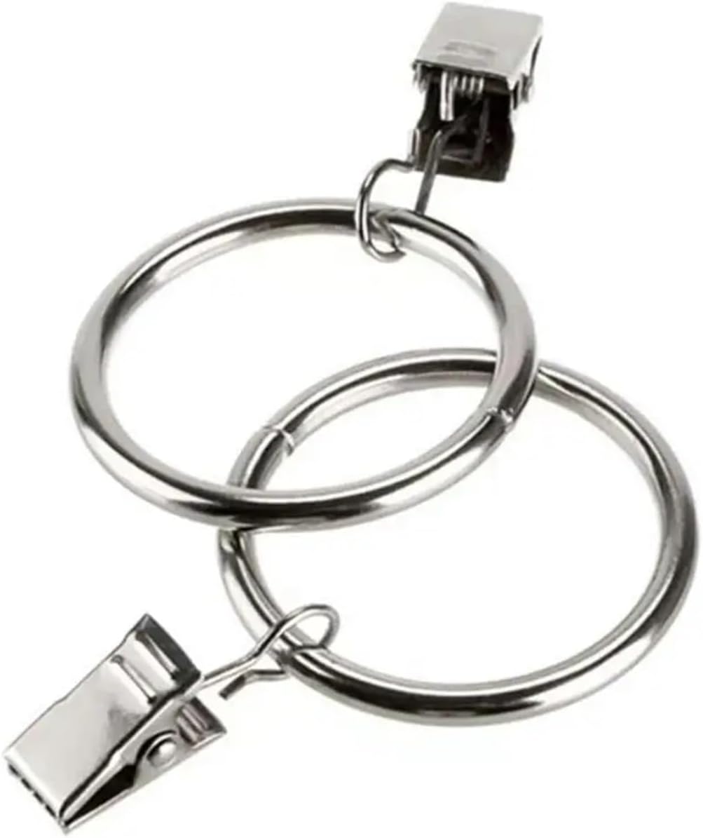 Curtain Rings with Clips 100Pcs Metal Hanging Ring with Rustproof Clothes Clip(Black)