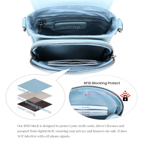 Image of HESHE Small Leather Crossbody Bag for Women RFID Phone Purse with Card Slot