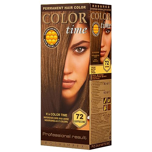 Color Time Tinte Permanente en Gel Color Capuchino 72| Enriquecido con Jalea Real y Vitamina C | Coloracion Permanente para el Cabello I 100 ML