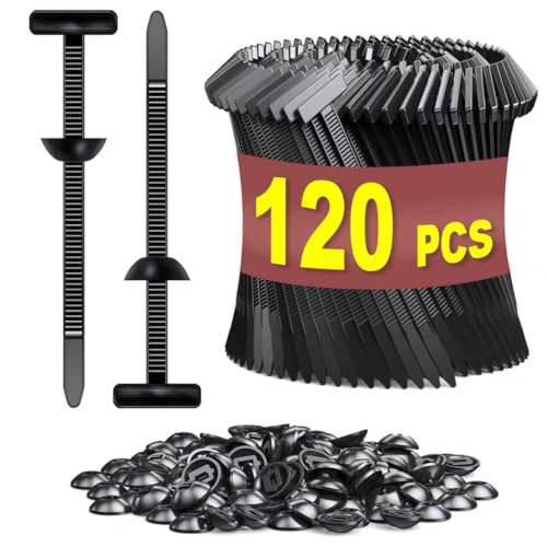 120 PCS Cable Tie Buckle for Car Nylon Universal Zip Ties New T Nylon Automotive Cable Clips for Car Fender Engine Cover Mudguard Fastener Automotive Replacement Screw Fixing.
