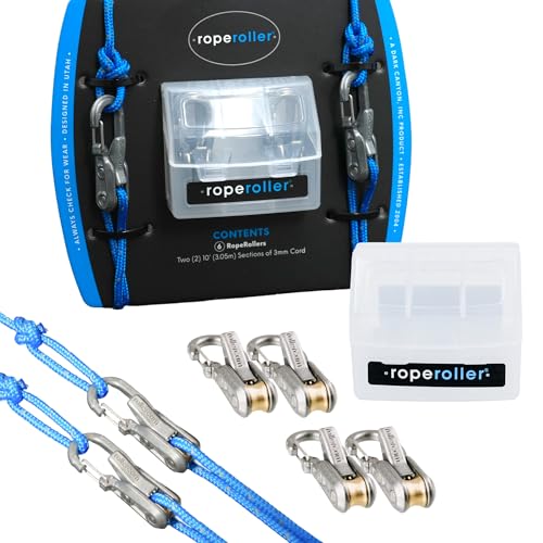 Roperoller Rope Tightening Tool & Tensioner 6-Pack with Rollercam Technology – Heavy-Duty Tie Down for Camping, Tarps, Guy Lines, Boating & Outdoor Gear – Includes Reflective Cord & Carry Case
