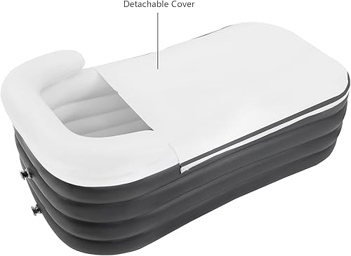 Miniatura 4 de Bañera inflable para adultos con bomba de aire eléctrica, bañera plegable portátil para interiores o exteriores, bañera inflable independiente con