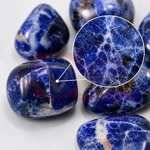 Image of Crystal Sodalite Tumble Stone | 50 gm Tumbled Gemstones | Reiki Healing Stones | Home Decor Pebbles | Aquarium Gravel | Garden & Table Decor