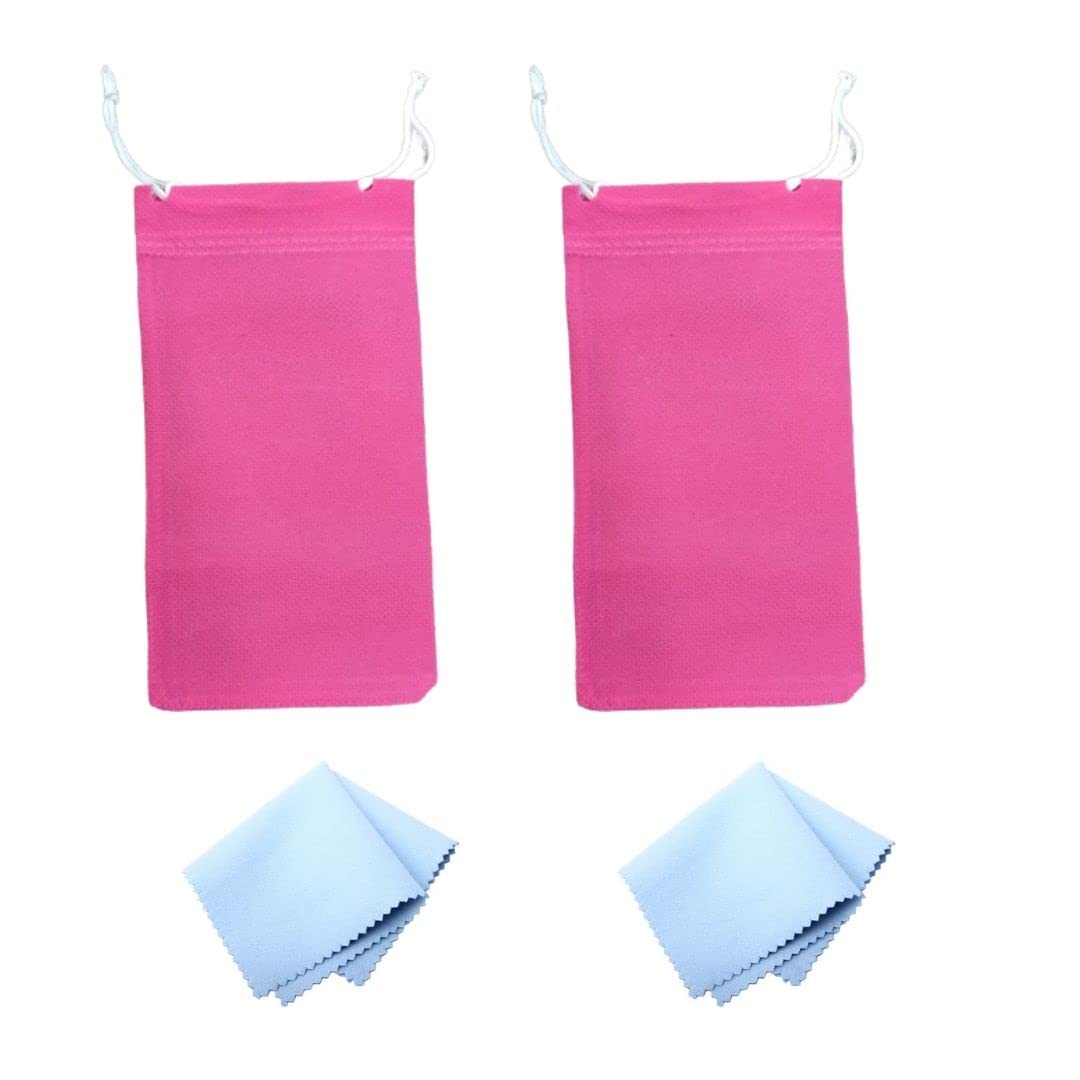 Bhavya Optic Pink Nylon Pouch,Carry Pouch for Spectacle, Frames, Sunglass,Eyewear with Microfibre Cleaning Cloth - 2 Pcs-image-37