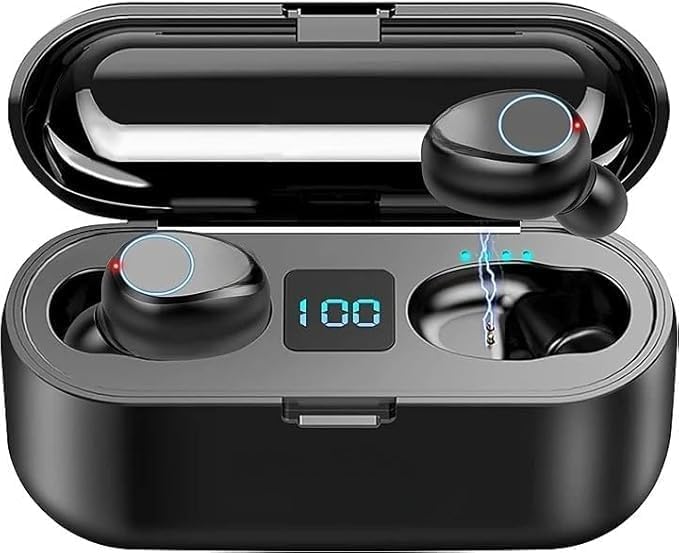 F9 Wireless Earbuds,F9 TWS Bluetooth 5.0 Headset,Touch Control Deep Bass 9D Stereo Sound TWS Bluetooth Earphones with LCD Digital Display&Charging Case,Noise Cancelling Sports Waterproof Headset